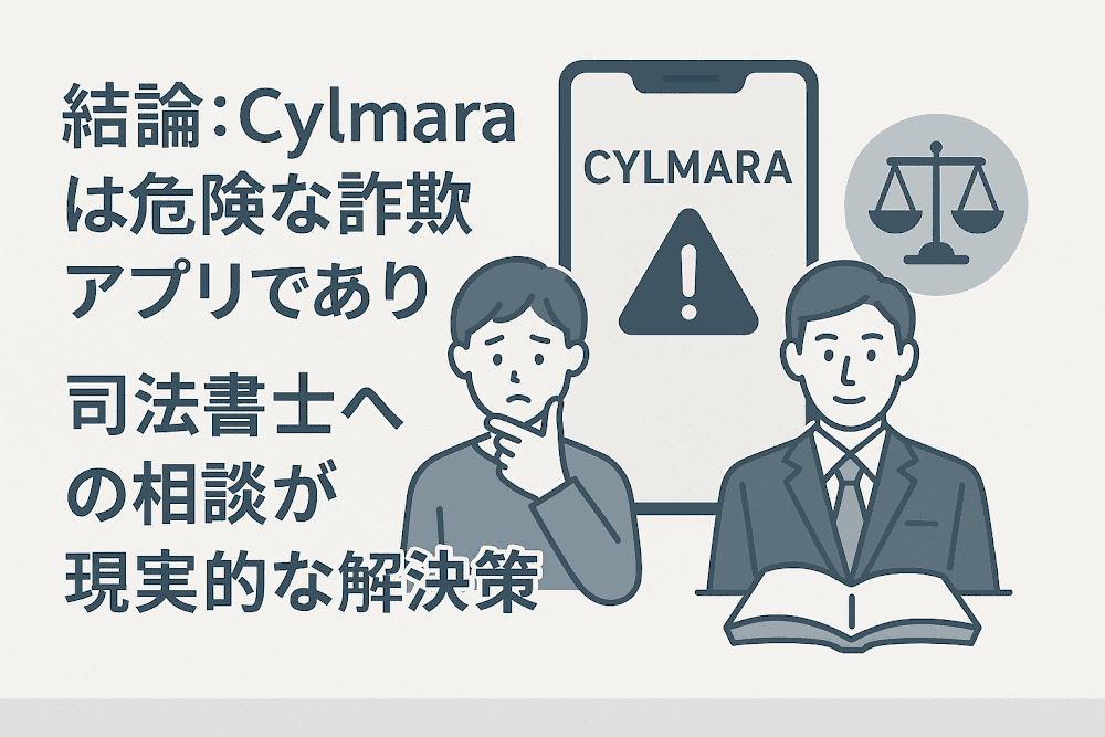 結論：Cylmaraは危険な詐欺アプリであり、司法書士への相談が現実的な解決策