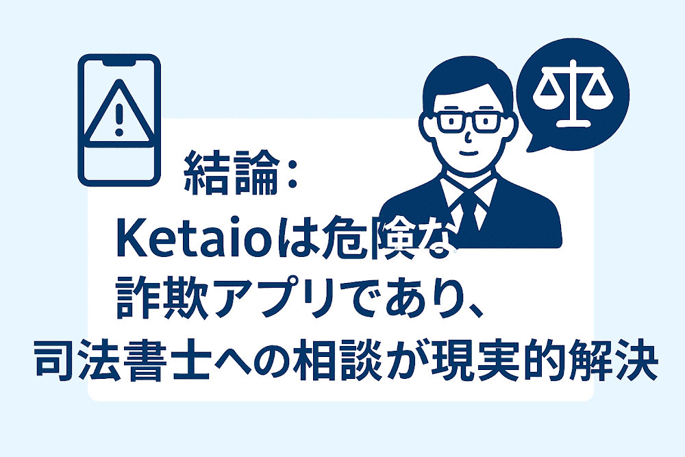 結論：Ketaioは危険な詐欺アプリであり、司法書士への相談が現実的な解決策